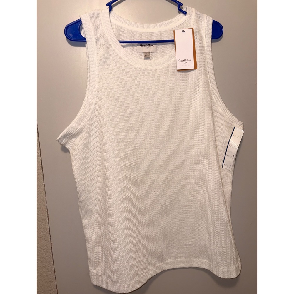 Goodfellow & Co Mens The Vacay Tank Top White Textured Knit Sleeveless L NEW